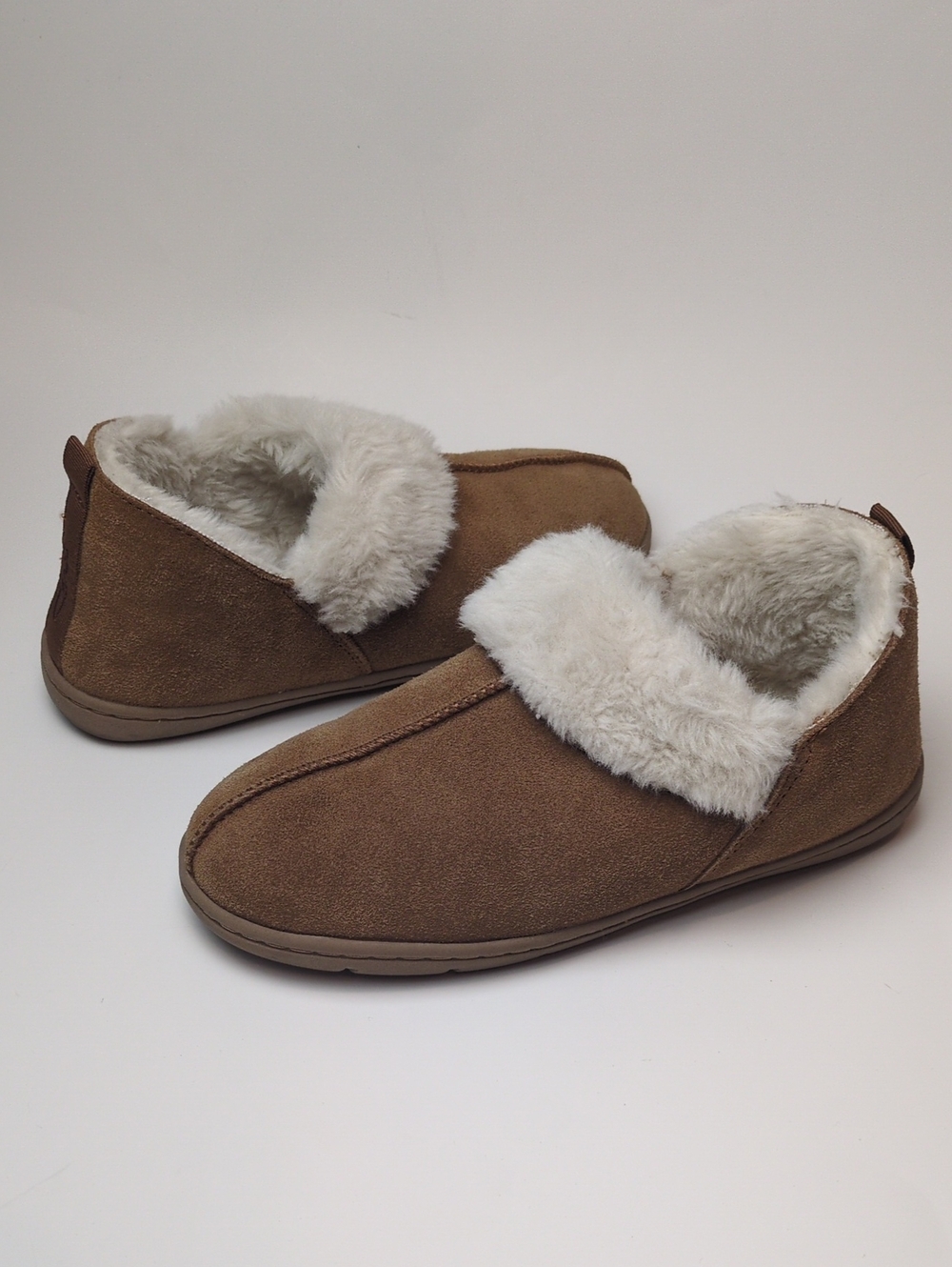 Clarks Suede Leather Faux Shearling Bootie Slippers Women's Size 6 M